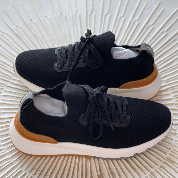 Brunello Cucinelli Men’s Black Canvas Lace-Up Sneakers