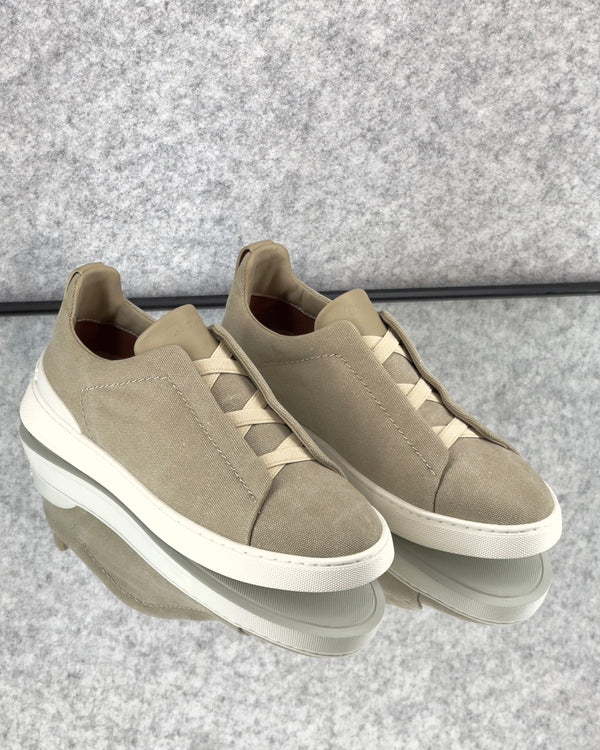Premium luxury Zegna triple stitch Canvas Light Taupe