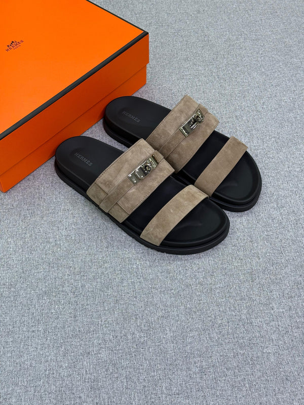 Hermès Jackson sandal suede goatskin palladium-plated