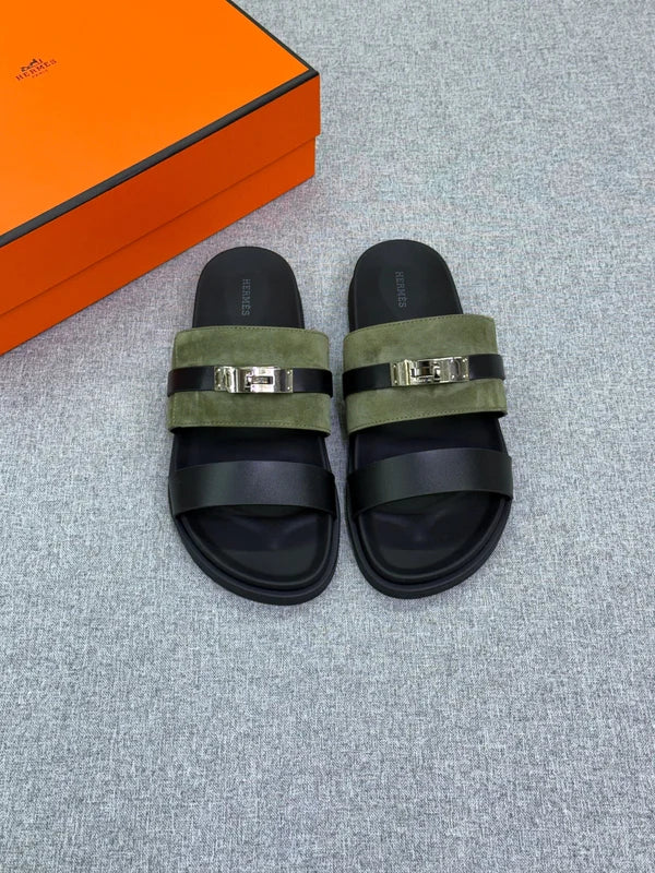 Hermès Jackson sandal suede and smooth calfskin leather.