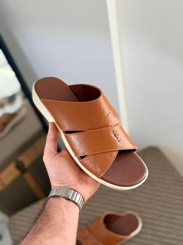 Loro Piana Palm Walk Sandal in ostrich leather.