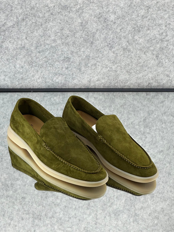 Loro Piana Summer Walk Loafers Suede Murano Green