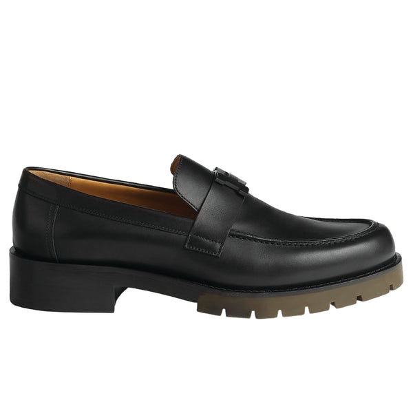 Hermès Grégoire loafer, a classic men's slip-on shoe crafted in Italy from calfskin leather.