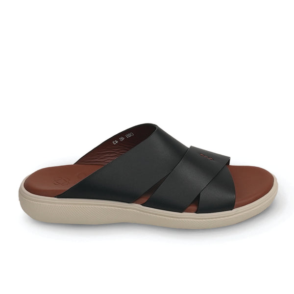 Loro piana Men Sandal Model 46 is a black leather