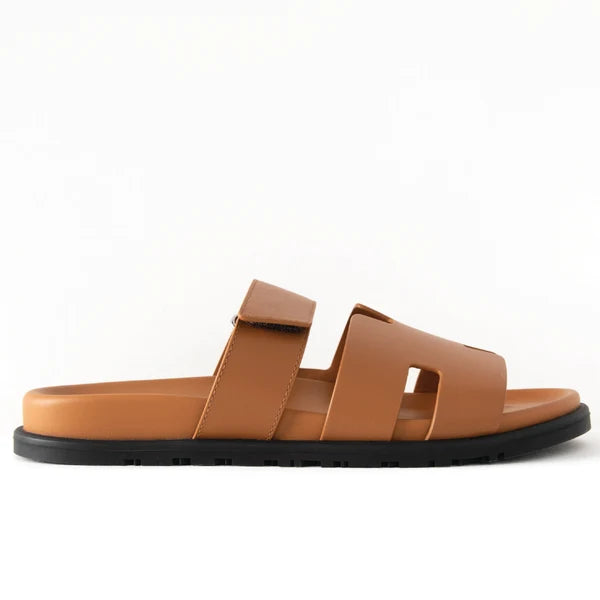Hermès Chypre sandals in Naturel calfskin leather.
