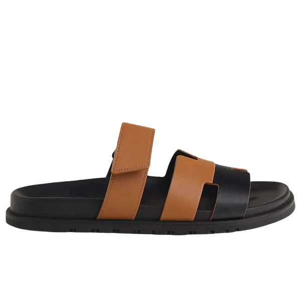 Hermès Chypre sandals H cut-out leather strap.