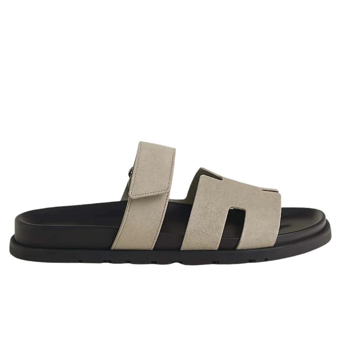 Hermès Chypre sandal, suede goatskin and an anatomical rubber sole.