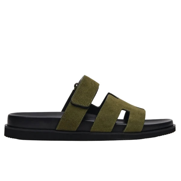 Steve Madden Maiven sandal features a striking H-strap Suede