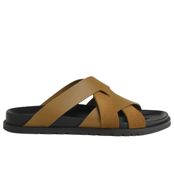 Hermès Kazimir sandals leather and suede straps in a crossover