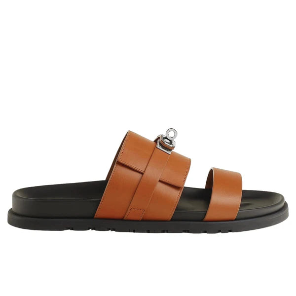 Hermès Jackson Sandal calfskin leather and an iconic Kelly buckle.