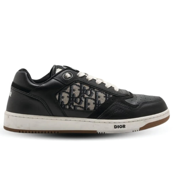 Dior B27 Uptown Low-Top Sneakers – Black Calfskin & Beige Dior Oblique (Style 3SN272ZIR_H965)