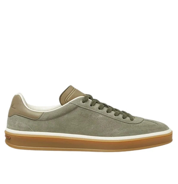 Loro Piana Tennis Walk Sneaker Suede Calf Split Army Gray