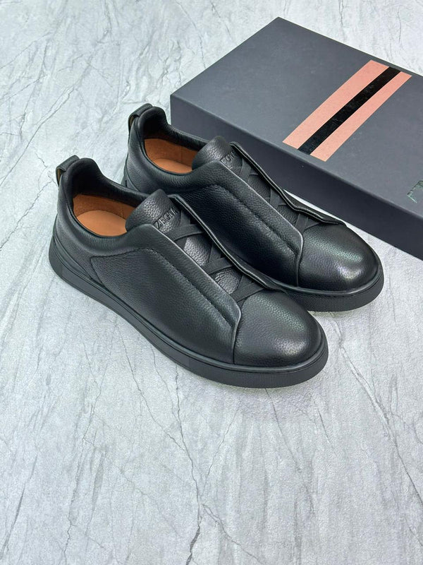 Premium luxury Zegna triple Stitch black